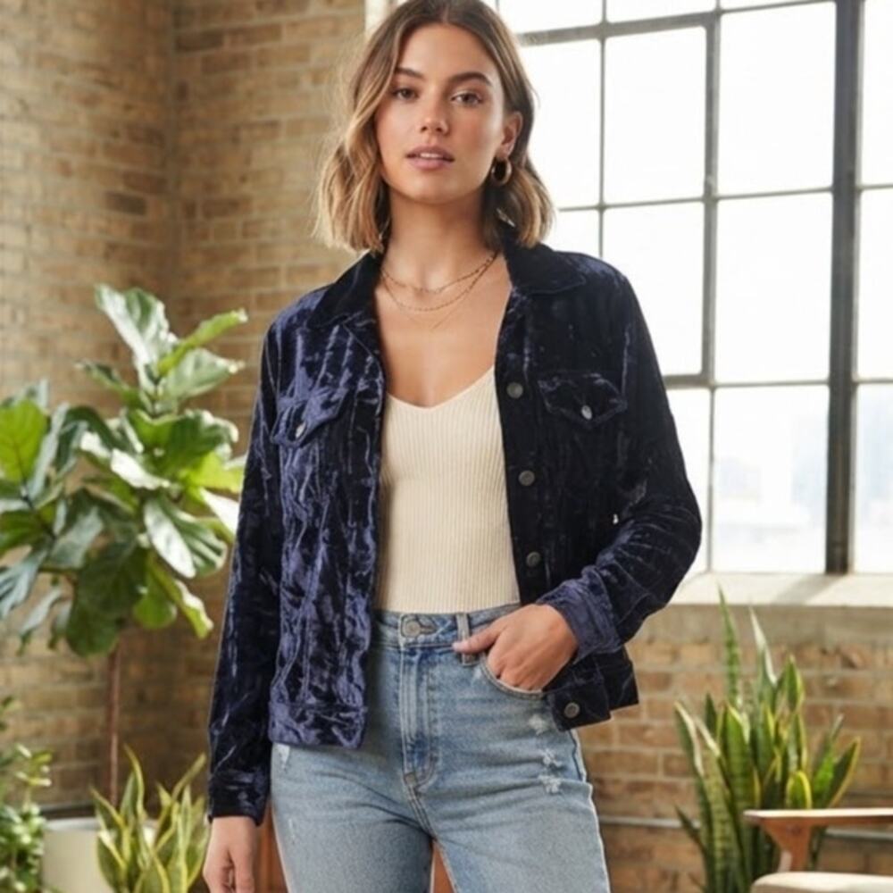 NWT Kyla Seo Anthropologie Silk Blend Crushed Velvet Blouse/Shacket